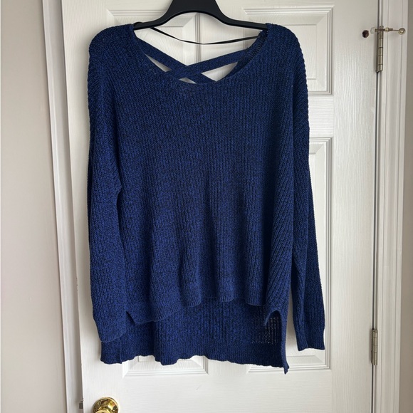 Lane Bryant Sweaters - Lane Bryant Blue V-Neck Sweater with Cross Back